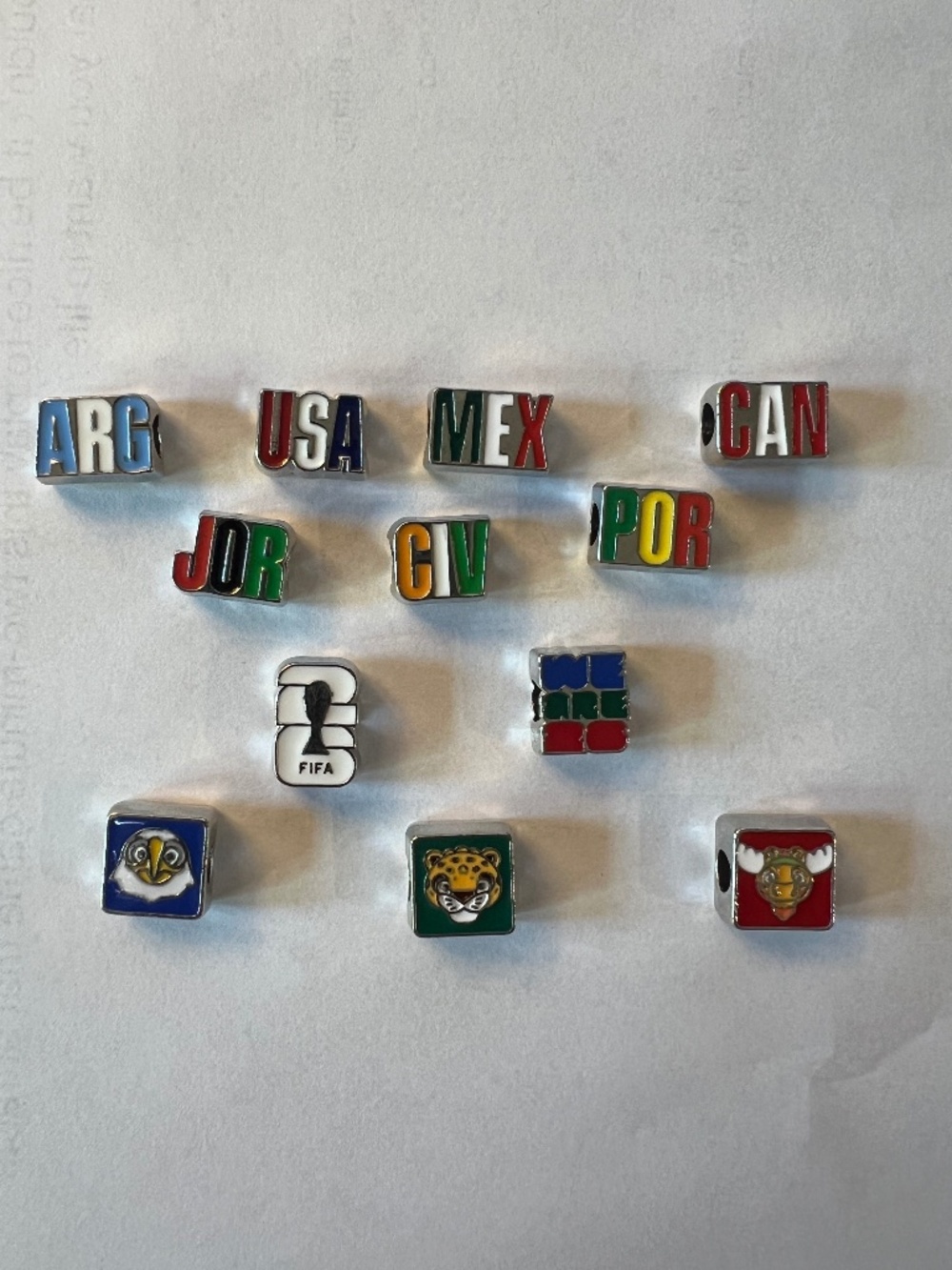 World Soccer 2026 Tournament Assorted Charm bracelet charms